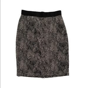 Ann Taylor Skirt Black Cream Animal Print Career Tailored Pencil Size 2 NEW
